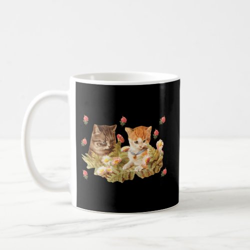 Flower Garden Kitten Pattern Cottagecore Cat Coffee Mug