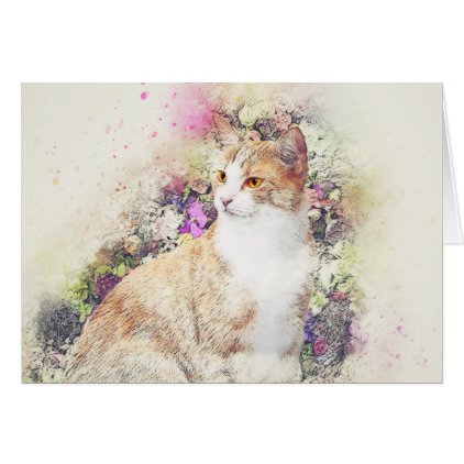 Flower Garden Kitty | Abstract | Watercolor Card