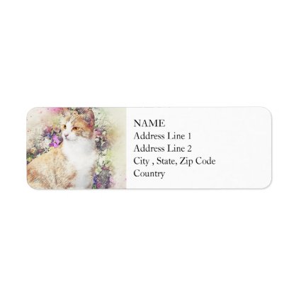 Flower Garden Kitty | Abstract | Watercolor Label