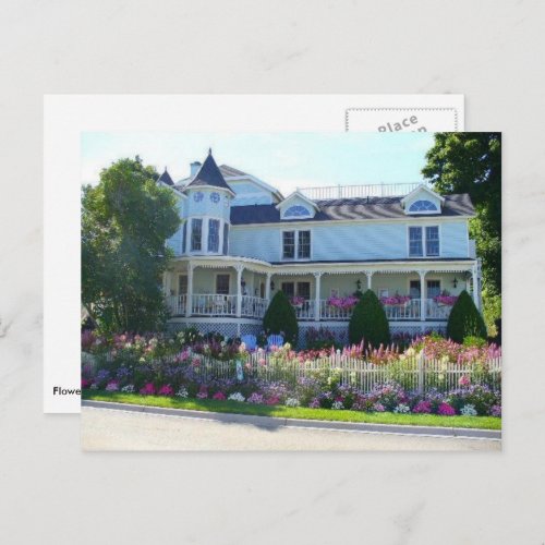 Flower Garden Mansion Mackinac Island Michigan Postcard