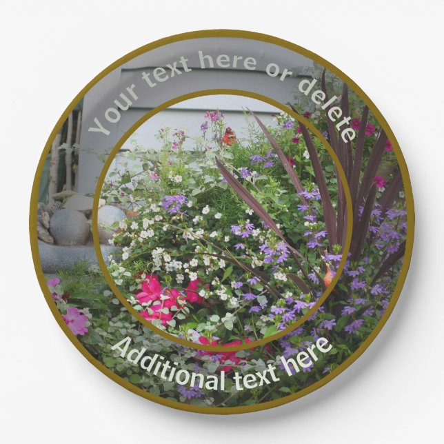 Flower Garden Nature Personalized Party Paper Plates (Front)