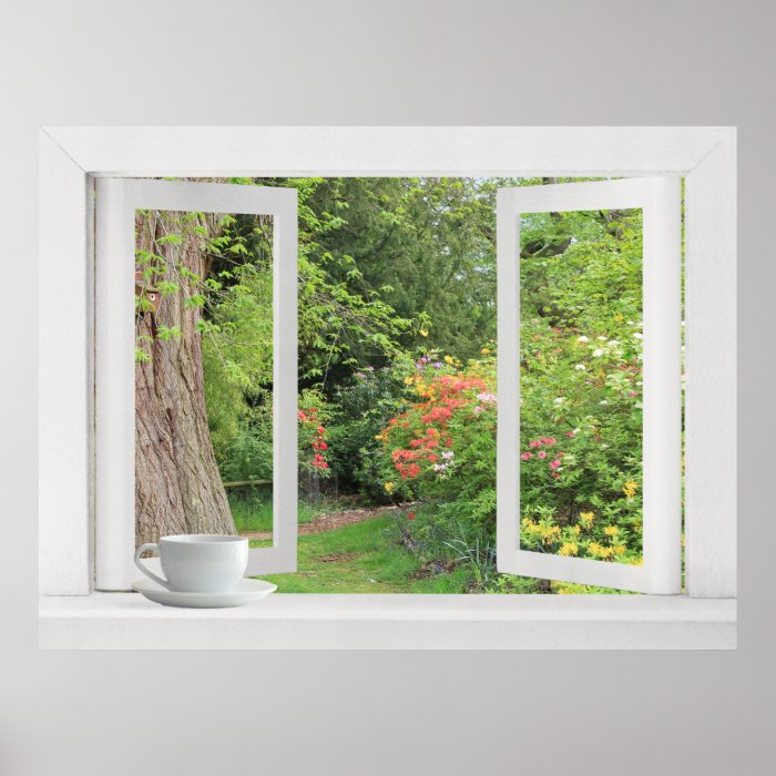 Flower Garden   Open Window with Pretty View Posters