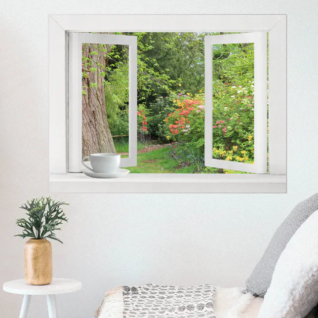 Flower Garden - Open Window with Pretty View Poster | Zazzle