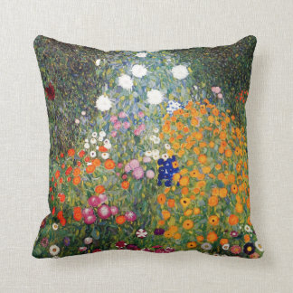Flower garden painting Gustav Klimt Throw Pillow
