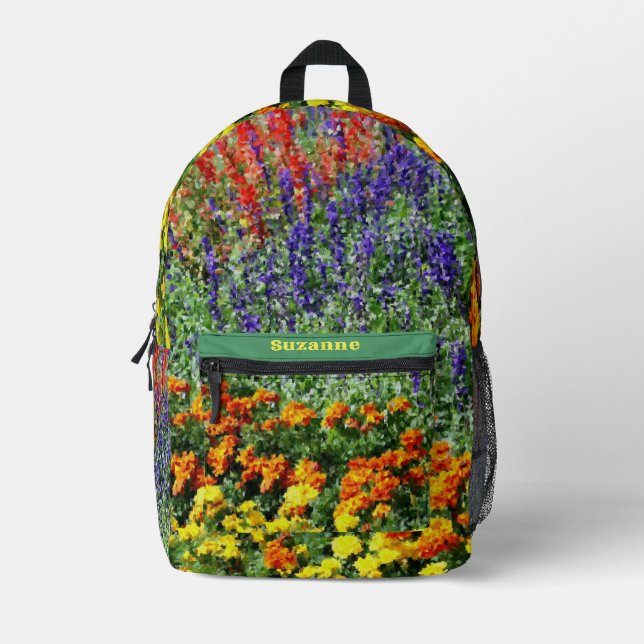 Flower Garden Painting Personalized Printed Backpack (Front)