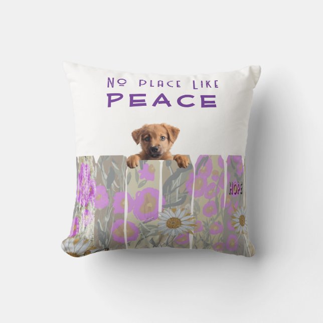 Flower Garden.Peaceful Puppy Hope Throw Pillow (Front)