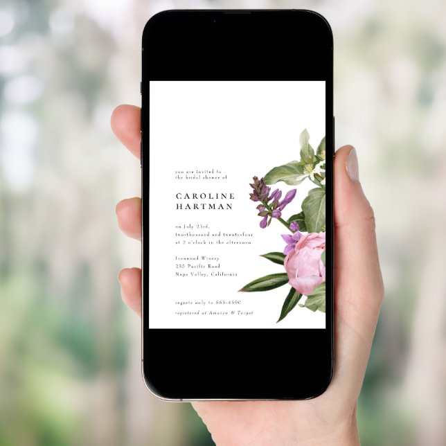 Flower Garden Pink Green Bridal Shower Invitation (Front Digital)