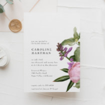 Flower Garden Pink Green Bridal Shower Invitation