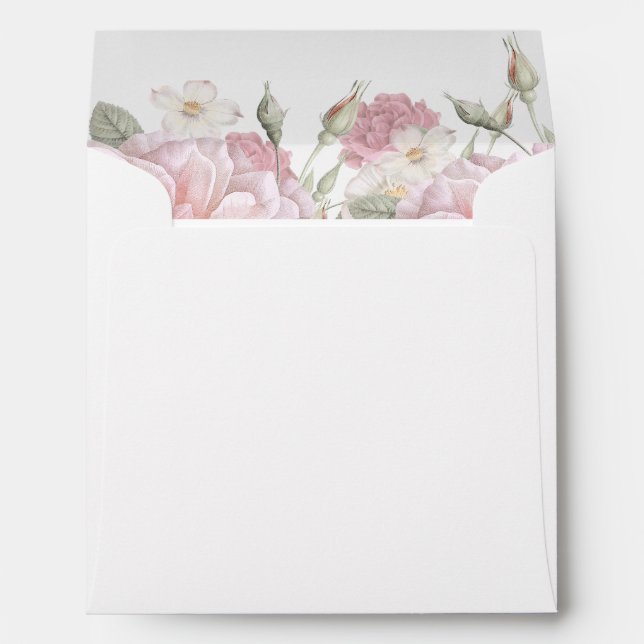 Flower Garden Pink Roses Wedding Envelope (Back (Bottom))
