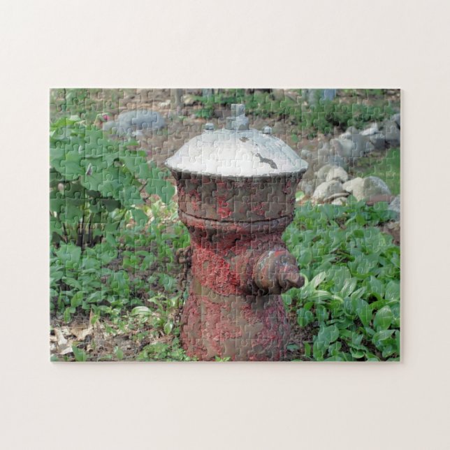 Flower Garden Rusty Fire Hydrant  Jigsaw Puzzle (Horizontal)