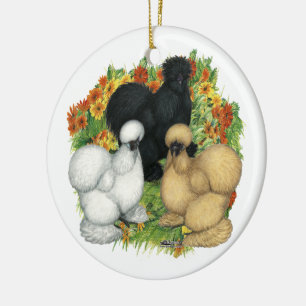 Flower Garden Silkies Ceramic Ornament