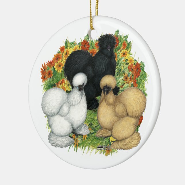 Flower Garden Silkies Ceramic Ornament (Left)