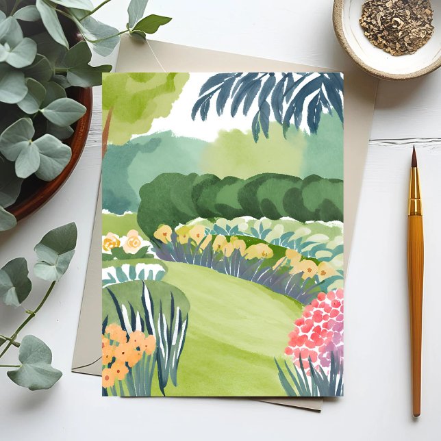 Flower Garden Stroll | Floral Nature Watercolor Postcard (Creator Uploaded)