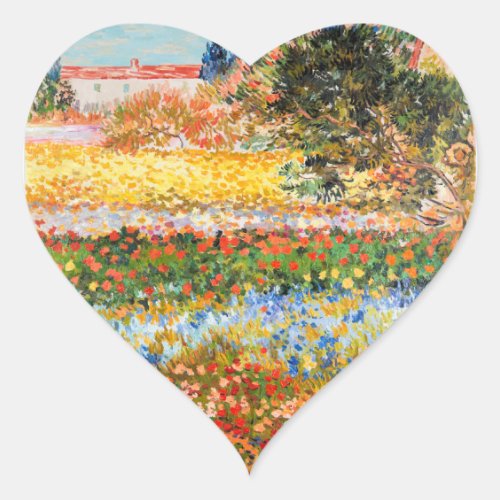 Flower Garden Vincent van Gogh Heart Sticker