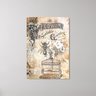 Flower Garden Vintage Design on Canvas