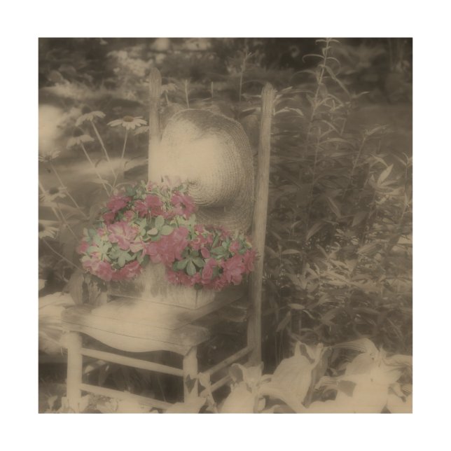Flower Garden Vintage Look   Wood Wall Art (Front)
