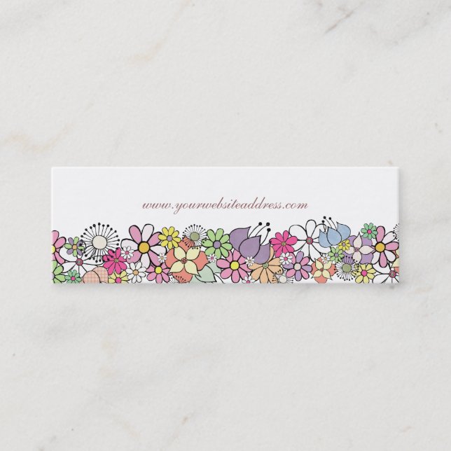 Flower Garden White Skinny Business Profile Card (Front)