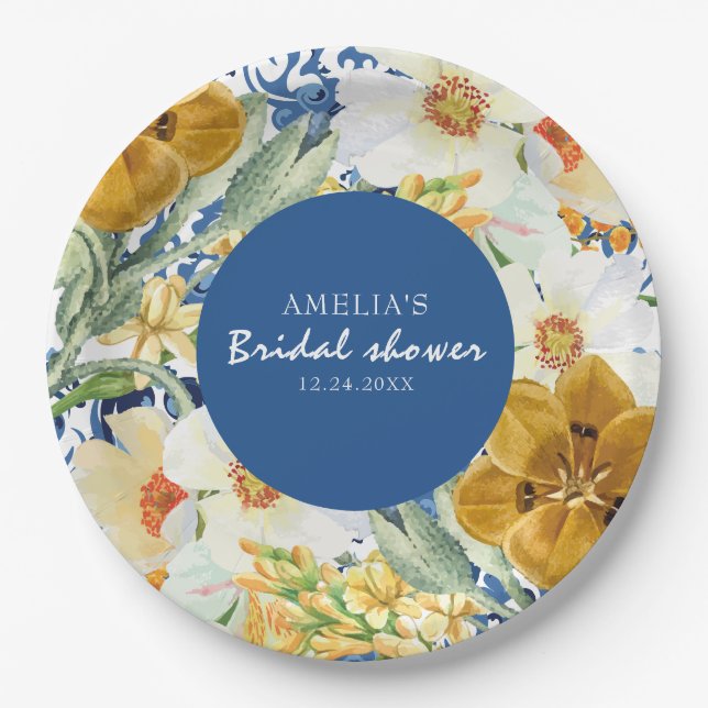 Flower Garden wildflowers Spring Bridal Shower Paper Plates (Front)