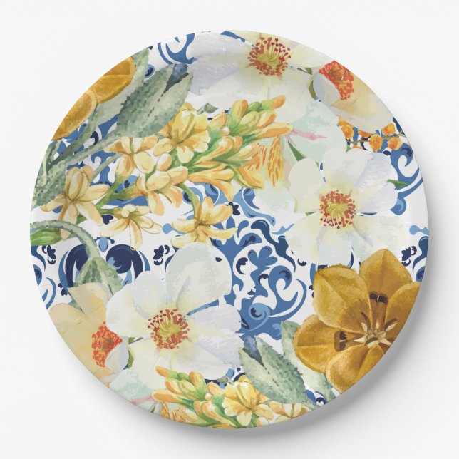 Flower Garden wildflowers Spring Bridal Shower Paper Plates (Front)