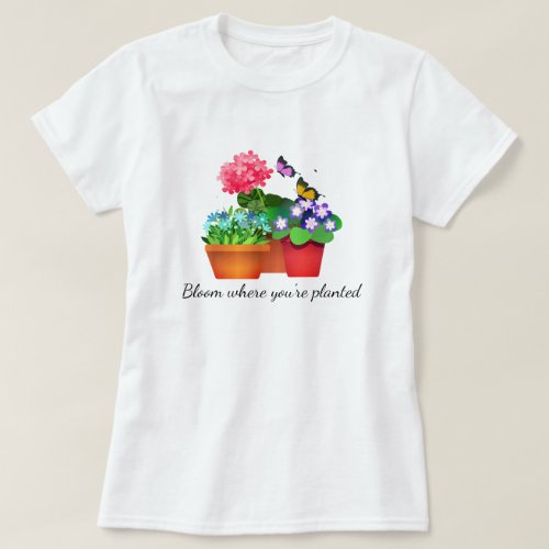 Flower Garden with Butterfly Womens T_Shirt