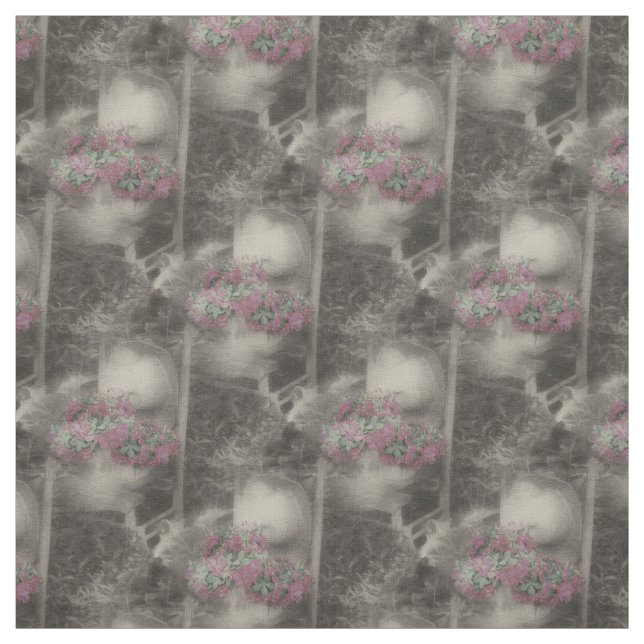 Flower Garden Wooden Chair Nature Pattern Fabric (Swatch)