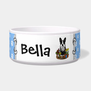 Flower Gardener Boston Terrier (black) Cute Dog Bowl