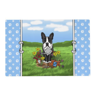 Flower Gardener Boston Terrier (black) Cute Dog Placemat