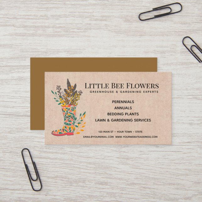 Flower Gardening Service Business Card (Front/Back In Situ)