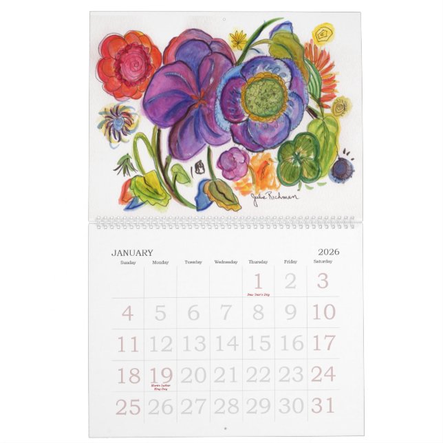 Flower Gardens Calendar (Jan 2026)