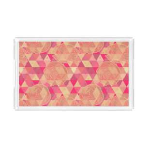 Flower geometrical pattern acrylic tray
