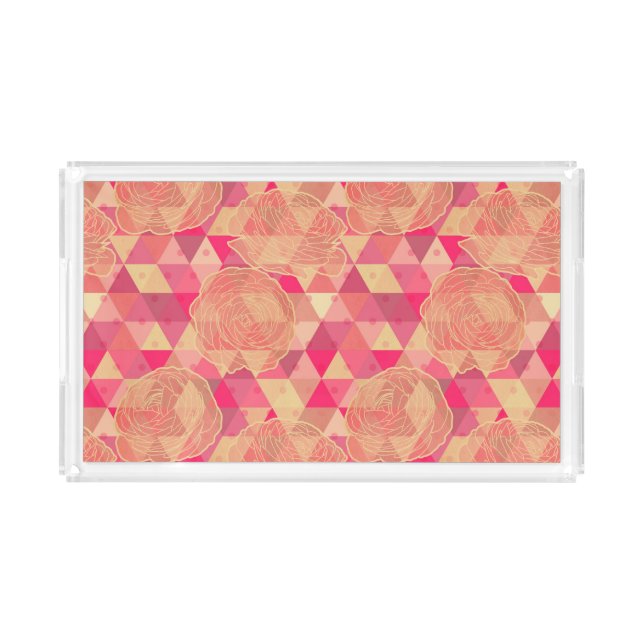 Flower geometrical pattern acrylic tray (Front)
