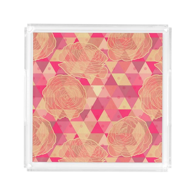 Flower geometrical pattern acrylic tray (Front)