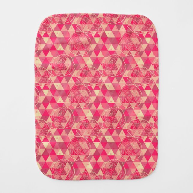 Flower geometrical pattern burp cloth (Front)