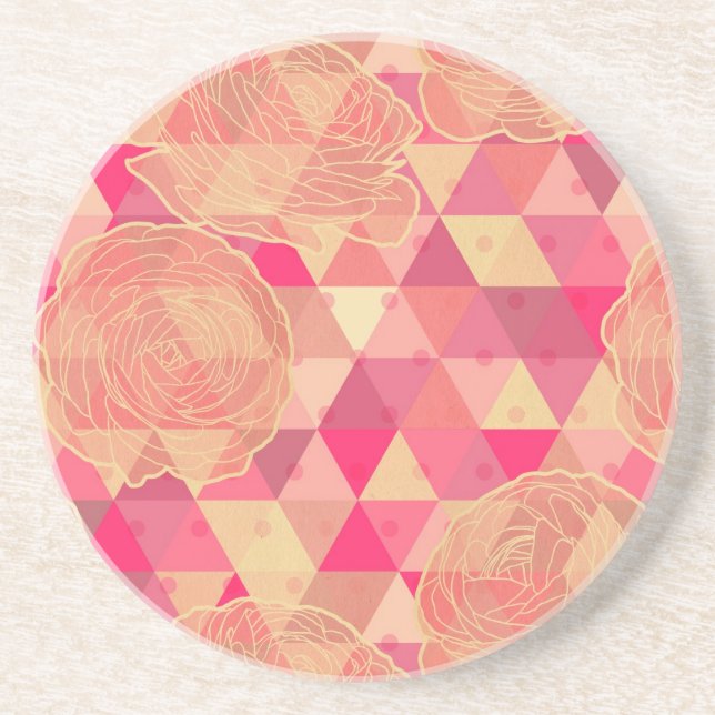 Flower geometrical pattern drink coaster (Front)