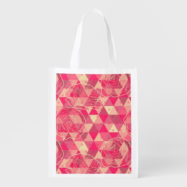 Flower geometrical pattern grocery bag (Front)