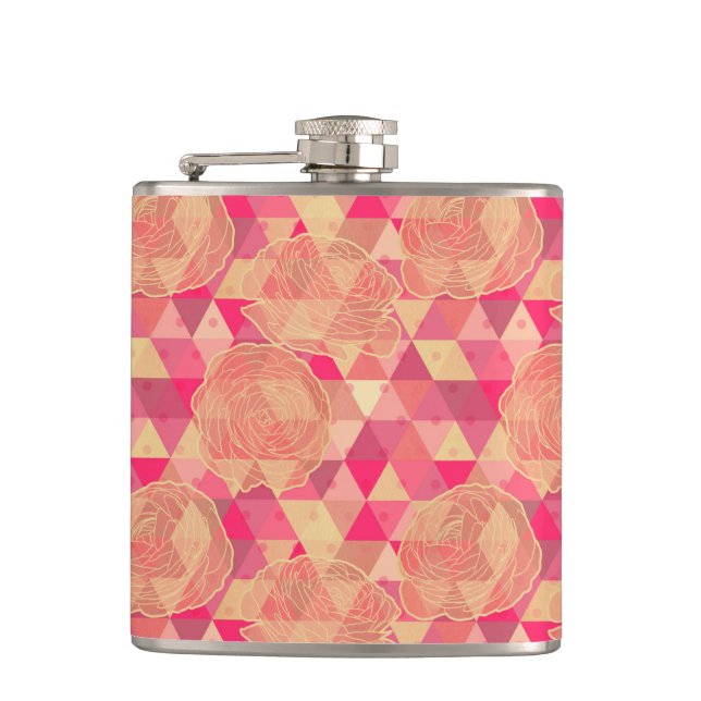 Flower geometrical pattern hip flask (Front)