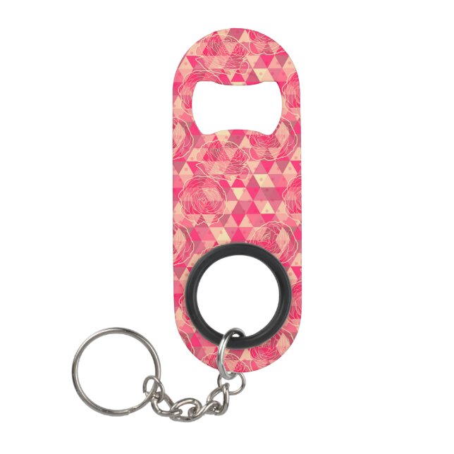 Flower geometrical pattern keychain bottle opener (Front)