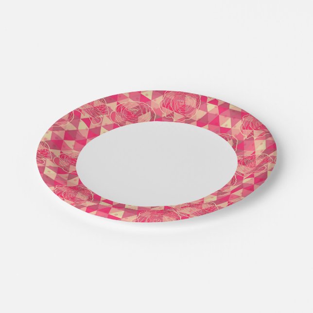 Flower geometrical pattern paper plates (Angled)