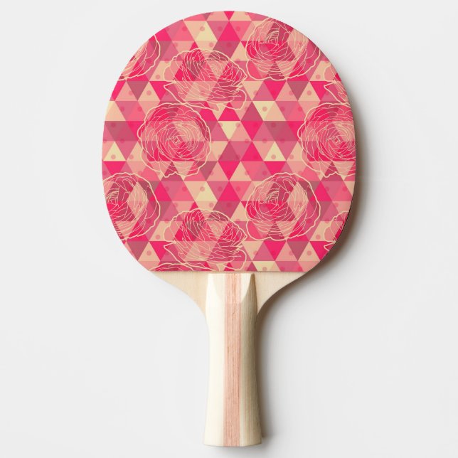Flower geometrical pattern ping pong paddle (Front)