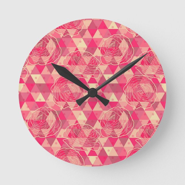 Flower geometrical pattern round clock (Front)