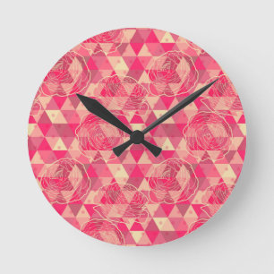 Flower geometrical pattern round clock