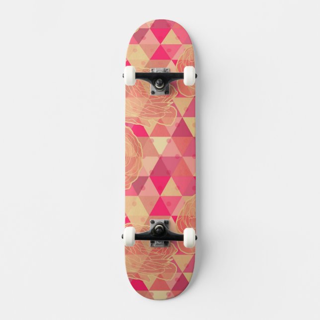 Flower geometrical pattern skateboard deck (Front)
