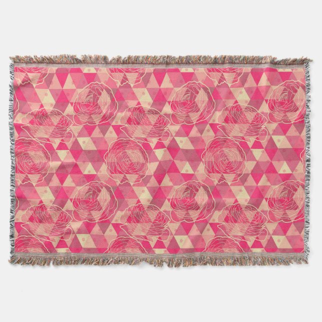 Flower geometrical pattern throw blanket (Front)