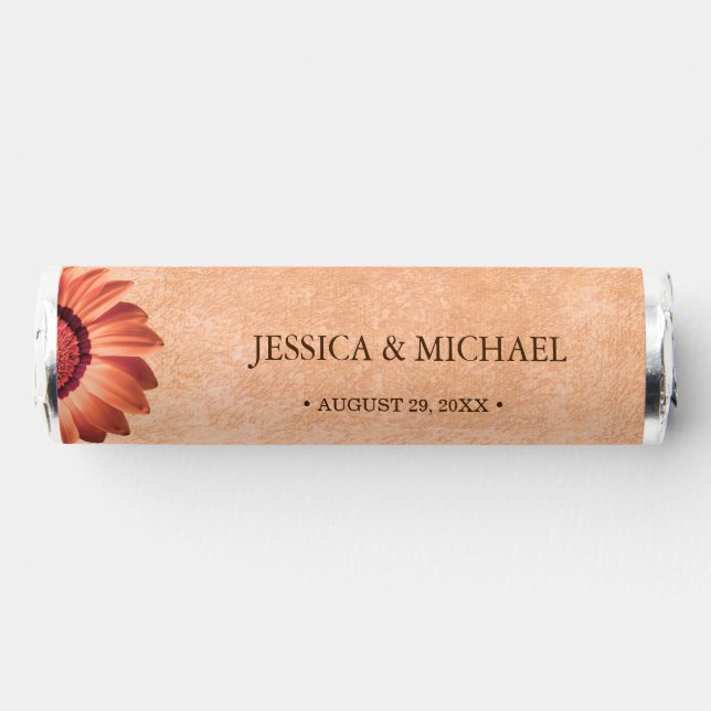 Flower Gerbera on Abstract peach Wedding Breath Savers® Mints (Front)
