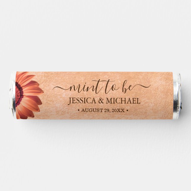 Flower Gerbera on Abstract peach Wedding Breath Savers® Mints (Front)