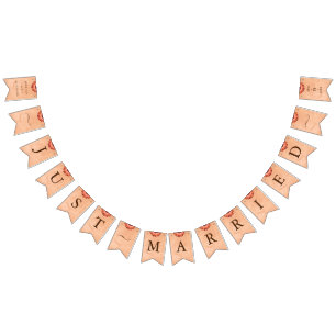Flower Gerbera on Abstract peach Wedding Bunting Flags