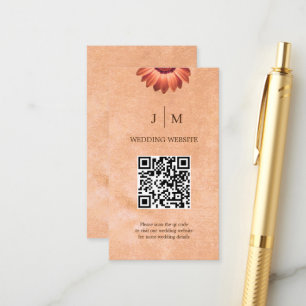 Flower Gerbera on Abstract peach Wedding Enclosure Card