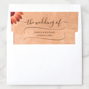 Flower Gerbera on Abstract peach Wedding Envelope Liner