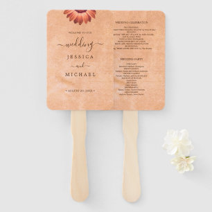 Flower Gerbera on Abstract peach Wedding Hand Fan