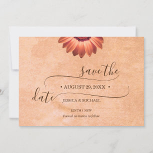 Flower Gerbera on Abstract peach Wedding Save The Date